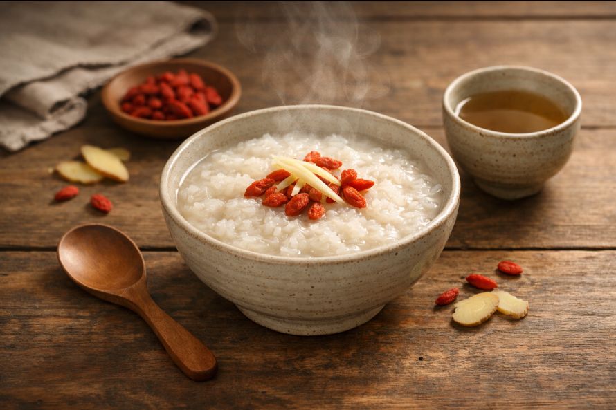 Miska s ryžovou kašou Congee